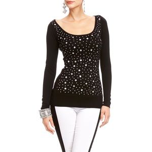 Bebe 2B Stud Front Scoop Neck Tunic Sweater
